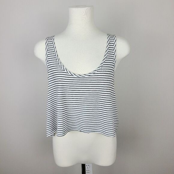 ARITZIA Talula Black & White Stripe Kendall Crop Tank Top Small - Picture 2 of 15